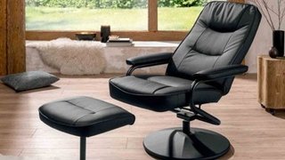 Sillón reclinable de piel con reposapiés