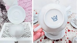 JUEGO VINTAGE PORCELANA ALLEGRO  6 SER + SOPERA
