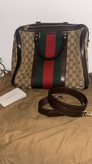 Bolso Gucci GG Canvas Web Verde/Rojo