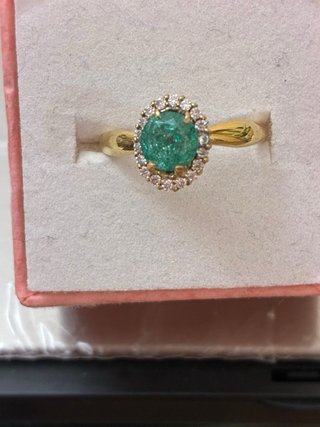Anillo Oro 18k Esmeralda y Diamantes DGL