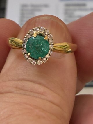 Anillo Oro 18k Esmeralda y Diamantes DGL