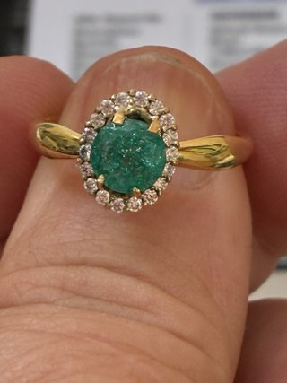 Anillo Oro 18k Esmeralda y Diamantes DGL