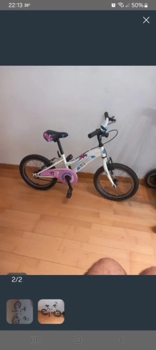 Bicicleta niña 16 rosa y blanca