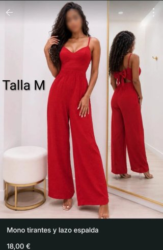 Mono rojo tirantes lazo espalda Talla M