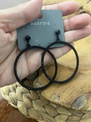 Pendientes Aro Negros Parfois Brillantes