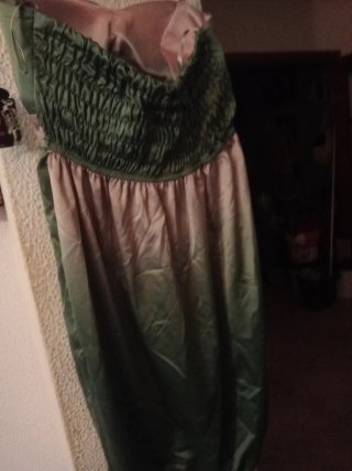 Vestido fiesta corto verde y rosa Talla Única