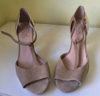 Sandalias de piel T-Strap Marrón y Dorado