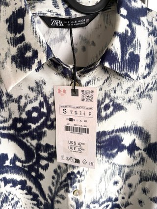 Camisa Zara Estampada Elegante Talla S