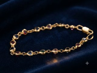 Pulsera dorada corazones cristales