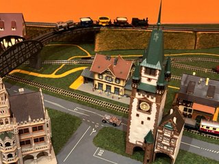 Maqueta de tren electrico, 88×182 cm, Escala 2N