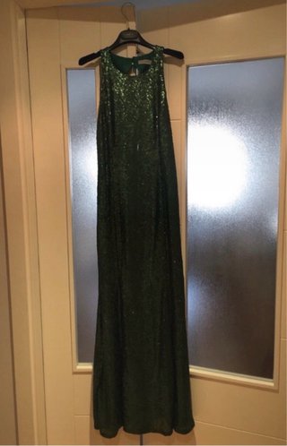 Vestido verde lentejuelas Javier Simorra + foulard