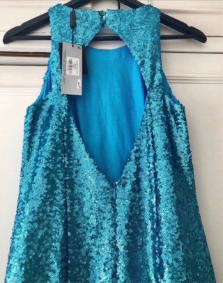 Vestido verde lentejuelas Javier Simorra + foulard