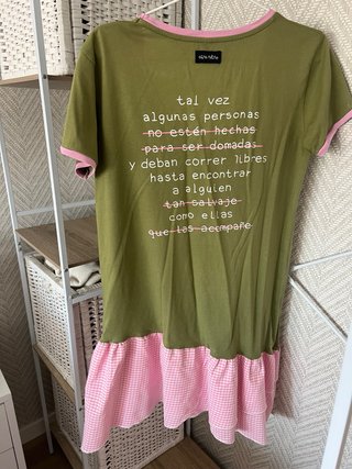 Vestido verde y rosa estilo retro