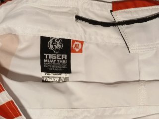 Pantalón Muay Thai Tiger Blanco Naranja