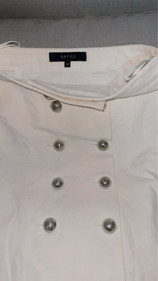 Falda Gucci Beige  Botones Plateados