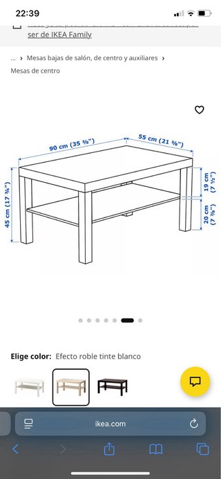 Mesa centro IKEA LACK roble blanco