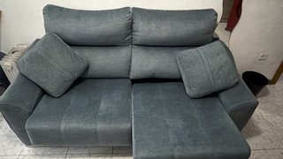 Sofá 3 plazas gris tela