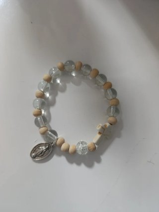 Pulsera Rosario Cruz y Medalla Plata