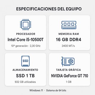 PC i5-10500T 10ª gen | 16GB | SSD 1TB