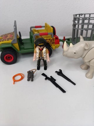 Playmobil 4832 Jeep con Jaula y Rinoceronte