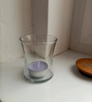 Porta tea light in vetro e legno
