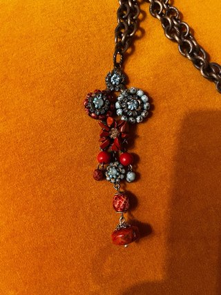 Collana metallo corallo bamboo