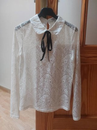 Blusa Morgan Encaje Blanco Talla M