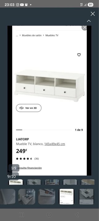 Mueble TV Ikea Blanco Liatorp No se envia