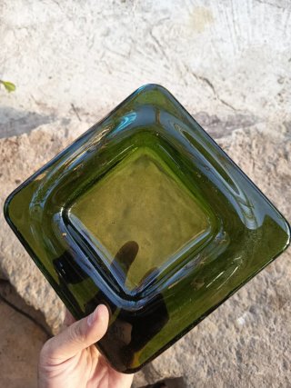 Vaciabolsillos / Cenicero cristal verde retro