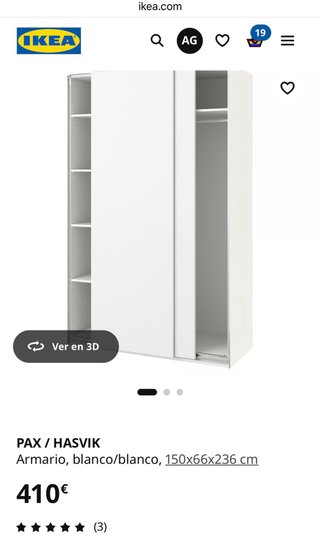 Armario PAX/HASVIK IKEA Blanco (2 unidades)