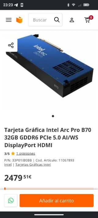 Tarjeta Gráfica Intel Arc B70 32GB. Con factura