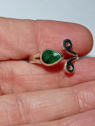 Anillo Plata Ley Ajustable Esmeralda facetada