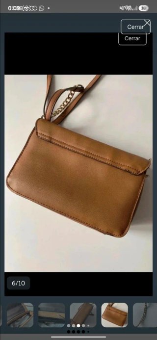 Bolso Mango Marrón/dorado. Cadena dorada.Bandolera