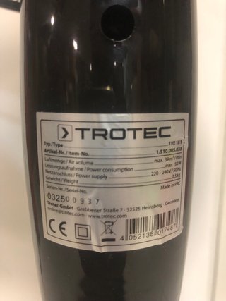 Ventilador Trotec TVE 18 S 50W Negro