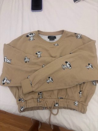 Sudadera Bershka Snoopy Beige Talla S