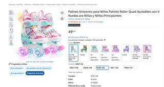 Patines Unicornio Ajustables Niña/Niño T 30-33