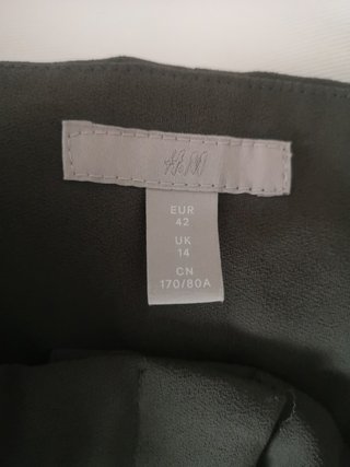 Pantalón vestir H&M verde talle alto lazo