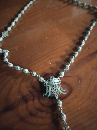 Rosario vintage plata con cruz