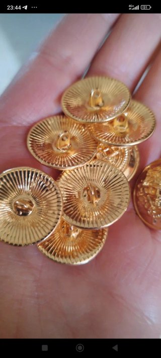 4 bottoni gioiello vintage metallo dorato 2,2 cm