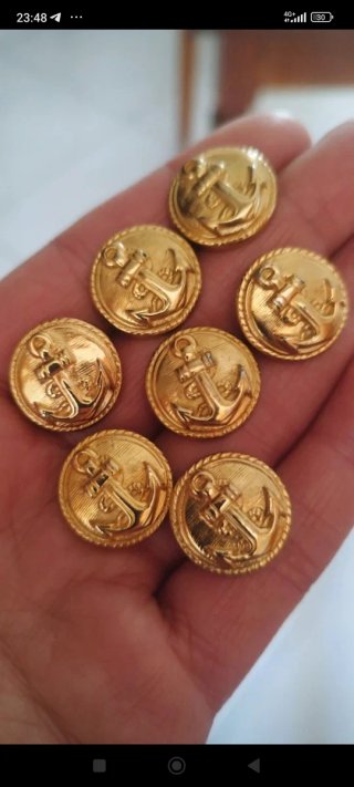 7 Bottoni Vintage Oro Ancora 1,8 cm