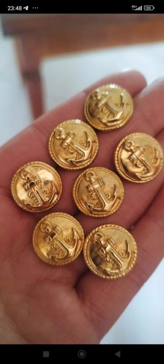 7 Bottoni Vintage Oro Ancora 1,8 cm