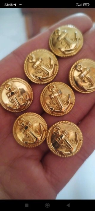7 Bottoni Vintage Oro Ancora 1,8 cm