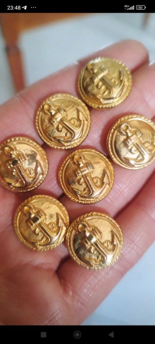 7 Bottoni Vintage Oro Ancora 1,8 cm