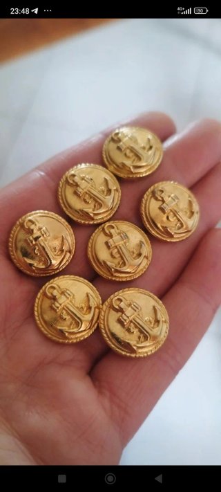 7 Bottoni Vintage Oro Ancora 1,8 cm