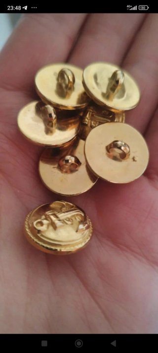 7 Bottoni Vintage Oro Ancora 1,8 cm