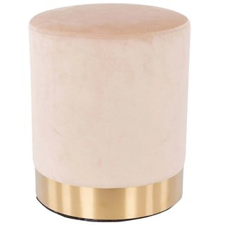 Pouf Poggiapiedi in Velluto Beige Struttura in Legno