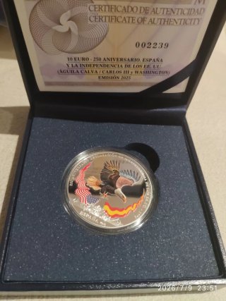 Moneda 10 euros Águila Calva. 115 euros.