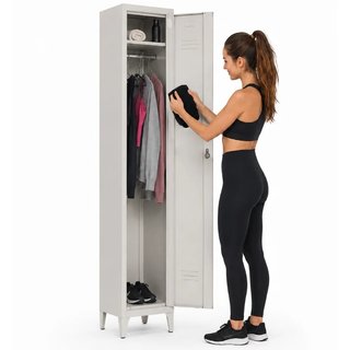Armadio Guardaroba Slim in Metallo 1 Anta Asta Appendiabiti