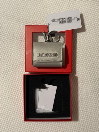Monedero Llavero Love Moschino Plateado airpods