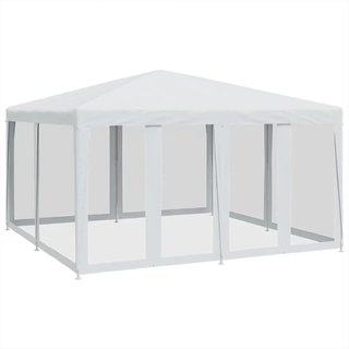 Tenda per Feste con 8 Pareti Laterali in Rete Bianco HDPE